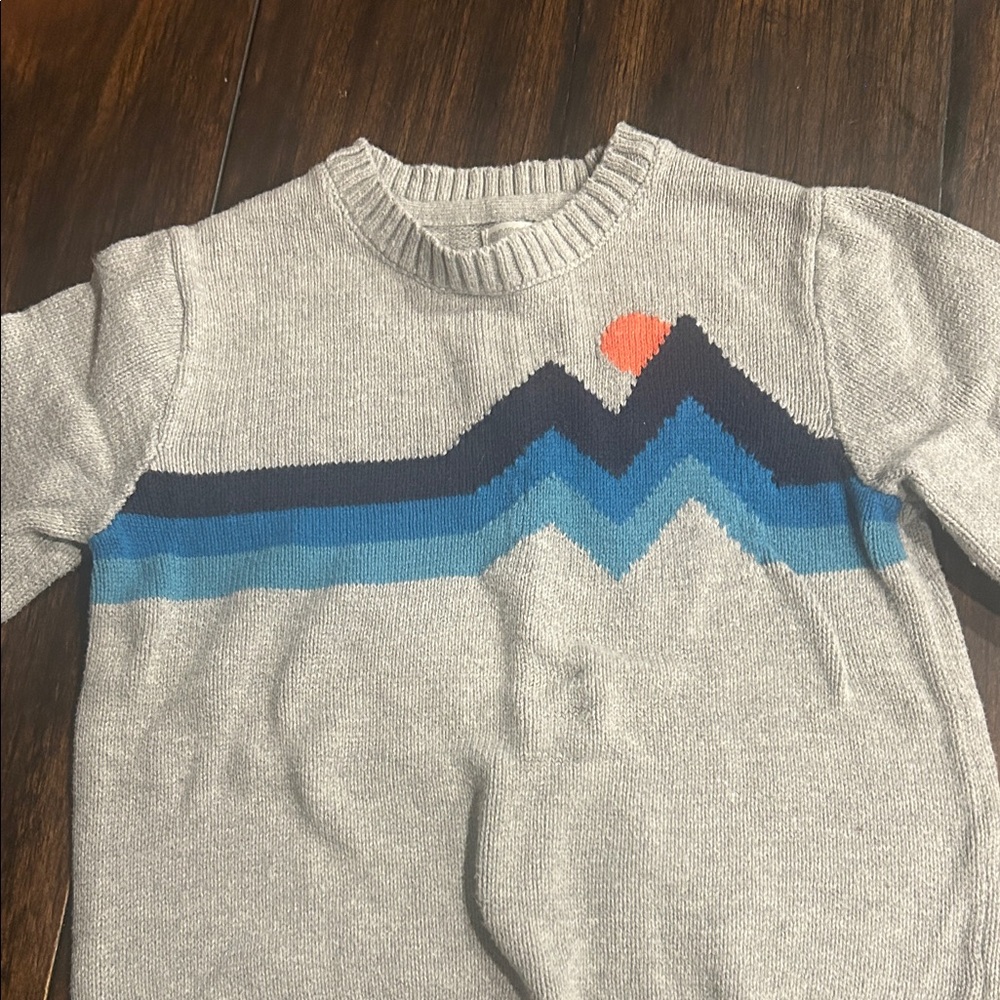 Gymboree Gray Sweater with Blue and Orange Mountain Design - Picture 3 of 6